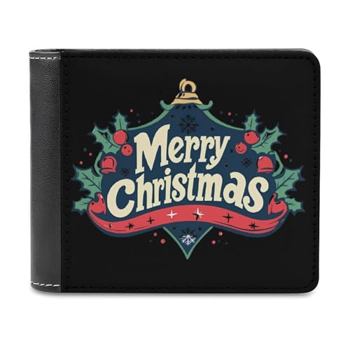 SMAZDFXX Merry Christmas Schlanke Herren-Geldbörse aus PU-Leder mit 6 Kartenfächern und Geldklammer von SMAZDFXX