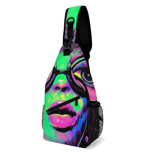 SMAZDFXX Modische Brusttasche, Reise-Umhängetasche, Trippy Goth Girl Art, kleine Umhängetasche für Damen und Herren SMAZDFXX Modische Brusttasche, Reise-Umhängetasche, Trippy Goth Girl Art, kleine Umhängetasche für Damen und Herren von SMAZDFXX