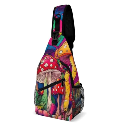 SMAZDFXX Modische Brusttasche, Reise-Umhängetasche, bunte Pilze, kleine Umhängetasche für Damen und Herren SMAZDFXX Modische Brusttasche, Reise-Umhängetasche, bunte Pilze, kleine Umhängetasche für Damen und Herren von SMAZDFXX