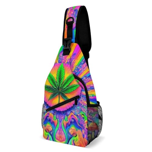 SMAZDFXX Modische Brusttasche, Unisex-Schultertasche für den täglichen Gebrauch, kleine Umhängetasche mit Trippy Mushrooms Tie Dye Art SMAZDFXX Modische Brusttasche, Unisex-Schultertasche für den täglichen Gebrauch, kleine Umhängetasche mit Trippy Mushrooms Tie Dye Art von SMAZDFXX
