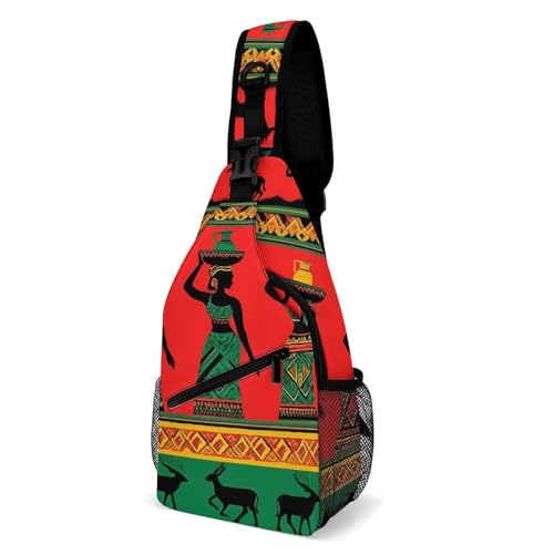 SMAZDFXX Modische Brusttasche, Unisex-Schultertasche für den täglichen Gebrauch, kleine Umhängetasche mit ethnischem Stammesmotiv, afrikanische schwarze Frauen, Hirsch- und Elefantenkunst SMAZDFXX Modische Brusttasche, Unisex-Schultertasche für den täglichen Gebrauch, kleine Umhängetasche mit ethnischem Stammesmotiv, afrikanische schwarze Frauen, Hirsch- und Elefantenkunst von SMAZDFXX