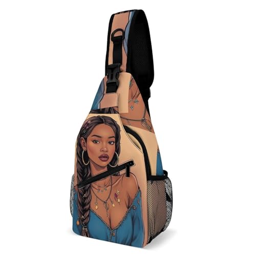 SMAZDFXX Modische Brusttasche, Unisex-Schultertasche für den täglichen Reisegebrauch, kleine Umhängetasche, Afroamerikanerin, schwarze Frau, Mädchen, Malerei, Kunst SMAZDFXX Modische Brusttasche, Unisex-Schultertasche für den täglichen Reisegebrauch, kleine Umhängetasche, Afroamerikanerin, schwarze Frau, Mädchen, Malerei, Kunst von SMAZDFXX