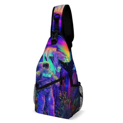 SMAZDFXX Modische Brusttasche, Unisex-Schultertasche für die tägliche Reise, kleine Umhängetasche mit Unterwasser-Neonquallen-Astronauten-Pilz-Kunst SMAZDFXX Modische Brusttasche, Unisex-Schultertasche für die tägliche Reise, kleine Umhängetasche mit Unterwasser-Neonquallen-Astronauten-Pilz-Kunst von SMAZDFXX