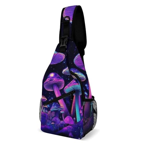 SMAZDFXX Modische Brusttasche, Unisex-Umhängetasche für den täglichen Gebrauch, kleine Umhängetasche mit Trippy Mushroom Magical World Glowing Art SMAZDFXX Modische Brusttasche, Unisex-Umhängetasche für den täglichen Gebrauch, kleine Umhängetasche mit Trippy Mushroom Magical World Glowing Art von SMAZDFXX
