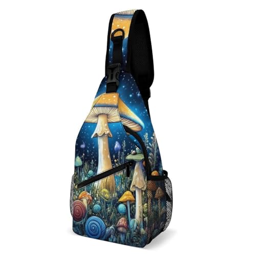 SMAZDFXX Modische Brusttasche, kleiner Unisex-Tagesrucksack, Umhängetasche mit Trippy-Magical-Pilz-Art-Motiv für Reisen und Wandern SMAZDFXX Modische Brusttasche, kleiner Unisex-Tagesrucksack, Umhängetasche mit Trippy-Magical-Pilz-Art-Motiv für Reisen und Wandern von SMAZDFXX