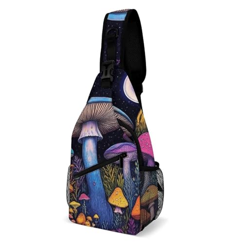 SMAZDFXX Modische Brusttasche, kleiner Unisex-Tagesrucksack, Umhängetasche mit magischen Pilzen und Pilzlandschaft für Reisen und Wandern SMAZDFXX Modische Brusttasche, kleiner Unisex-Tagesrucksack, Umhängetasche mit magischen Pilzen und Pilzlandschaft für Reisen und Wandern von SMAZDFXX
