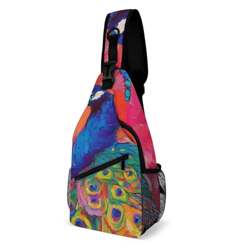 SMAZDFXX Modische Brusttasche für Damen, Reise-Schultertasche, kleine Umhängetasche mit Pfauenrosa-Motiv SMAZDFXX Modische Brusttasche für Damen, Reise-Schultertasche, kleine Umhängetasche mit Pfauenrosa-Motiv von SMAZDFXX