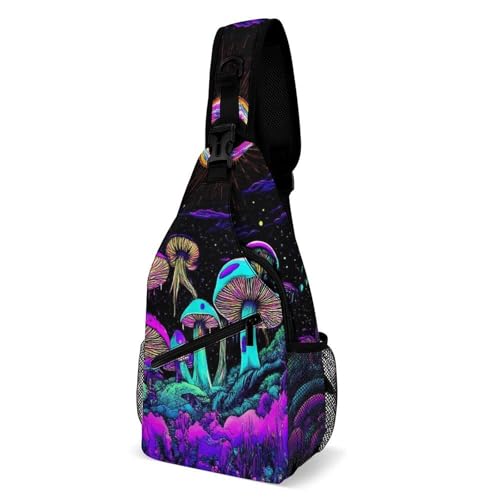 SMAZDFXX Modische Brusttasche für Damen, Reise-Schultertasche, kleine Umhängetasche mit Trippy Mushroom Moon Art SMAZDFXX Modische Brusttasche für Damen, Reise-Schultertasche, kleine Umhängetasche mit Trippy Mushroom Moon Art von SMAZDFXX
