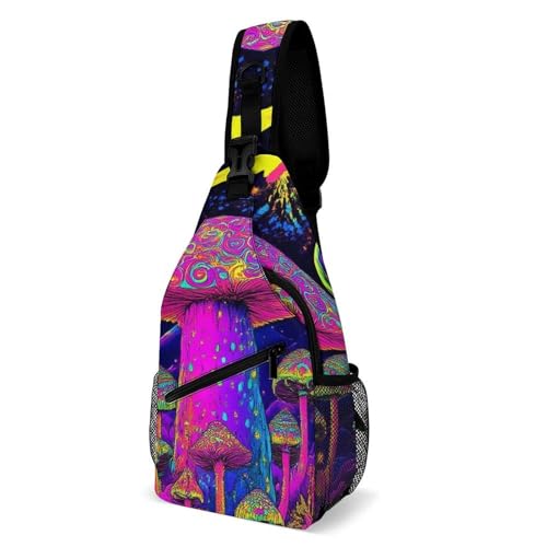 SMAZDFXX Modische Brusttasche für Damen, Schultertasche für Reisen, kleine Umhängetasche mit Trippy Purple Mushrooms SMAZDFXX Modische Brusttasche für Damen, Schultertasche für Reisen, kleine Umhängetasche mit Trippy Purple Mushrooms von SMAZDFXX