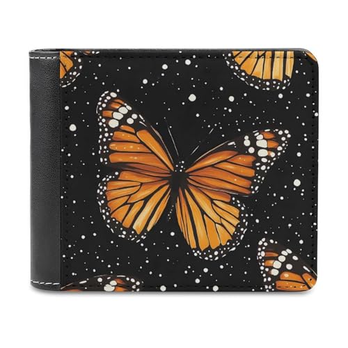 SMAZDFXX Monarch Butterfly Schlanke, zweifach Faltbare Herren-Geldbörse aus PU-Leder mit 6 Kartenfächern und Geldklammer von SMAZDFXX