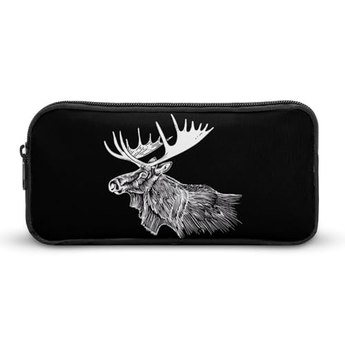 SMAZDFXX Moose Tragbares Federmäppchen, kleine Stifttasche, Bleistifttasche, Make-up-Tasche, Box-Organizer von SMAZDFXX