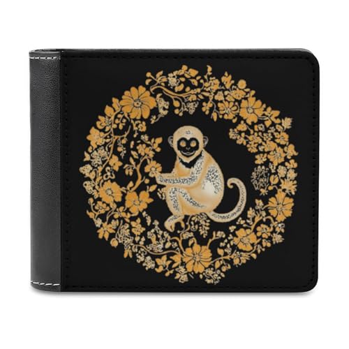 SMAZDFXX Niedliche Blumen-AFFE-Schlanke Herren-Geldbörse aus PU-Leder mit 6 Kartenfächern und Geldklammer von SMAZDFXX