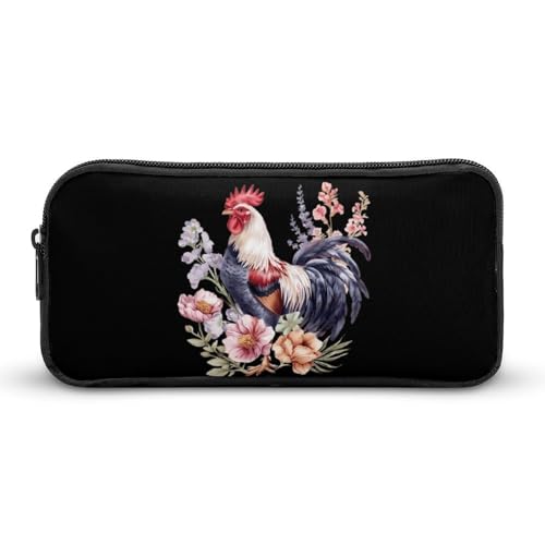 SMAZDFXX Niedliche Hahnblumen, tragbares Federmäppchen, kleine Stifttasche, Bleistifttasche, Make-up-Tasche, Box-Organizer von SMAZDFXX