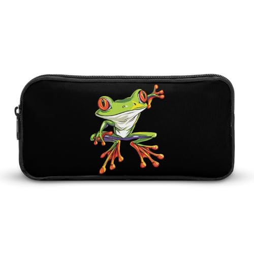 SMAZDFXX Niedlicher Frosch, tragbares Federmäppchen, kleine Stifttasche, Bleistifttasche, Make-up-Tasche, Box-Organizer von SMAZDFXX