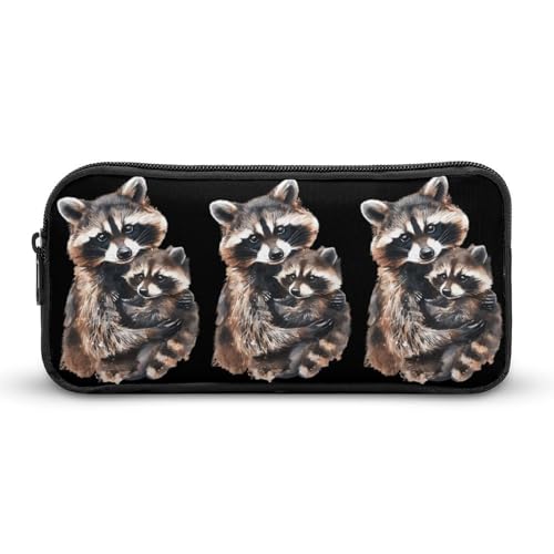 SMAZDFXX Niedliches Waschbär-Aquarell, tragbares Federmäppchen, kleine Stifttasche, Bleistifttasche, Make-up-Tasche, Box-Organizer von SMAZDFXX