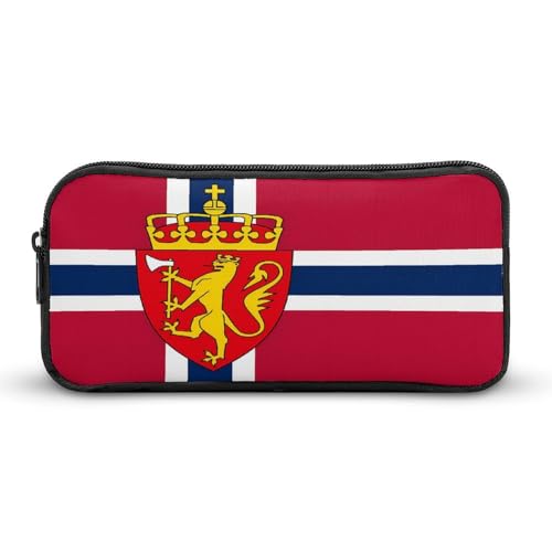 SMAZDFXX Norwegen Wappen Flagge Tragbares Federmäppchen Kleine Stifttasche Bleistifttasche Make-up-Tasche Box Organizer von SMAZDFXX