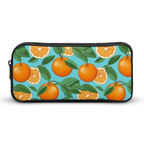 SMAZDFXX Orangen Obst Tragbares Federmäppchen Kleine Stifttasche Bleistifttasche Make-up-Tasche Box Organizer von SMAZDFXX