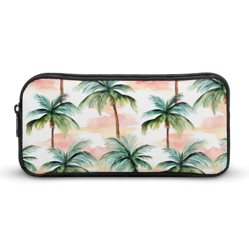 SMAZDFXX Palme Aquarell Tragbares Federmäppchen Kleine Stifttasche Bleistifttasche Make-up-Tasche Box Organizer von SMAZDFXX