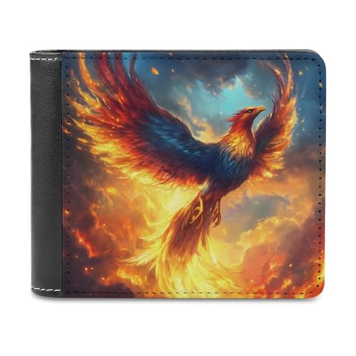 SMAZDFXX Phoenixs Flying Slim Herren-Geldbörse, zweifach faltbar, PU-Leder, mit 6 Kartenfächern, Geldklammer von SMAZDFXX