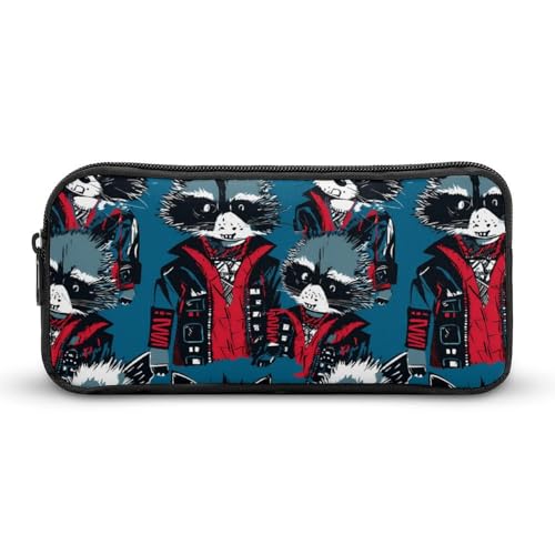 SMAZDFXX Punk Cool Raccoon Tragbares Federmäppchen Kleine Stifttasche Bleistifttasche Make-up-Tasche Box Organizer von SMAZDFXX
