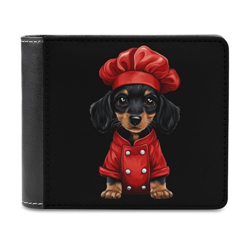 SMAZDFXX Puppy Chef Schlanke Herren-Geldbörse aus PU-Leder mit 6 Kartenfächern und Geldklammer von SMAZDFXX