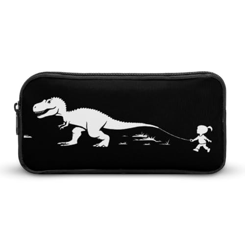 SMAZDFXX Running with A Dinosaur Tragbares Federmäppchen, kleine Stifttasche, Bleistifttasche, Make-up-Tasche, Box-Organizer von SMAZDFXX