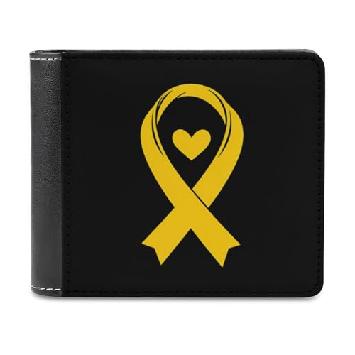 SMAZDFXX Sarkoma-Krebs-Bewusstsein Gelbes Band Schlanke zweifach Faltbare Herren-Geldbörse aus PU-Leder mit 6 Kartenfächern und Geldklammer von SMAZDFXX