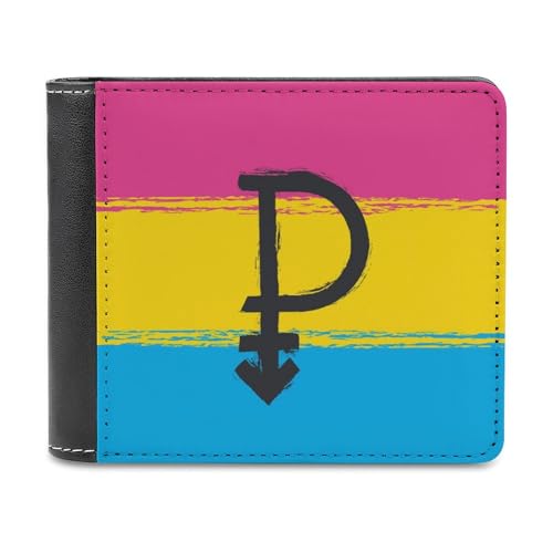SMAZDFXX Schlanke, zweifach Faltbare Geldbörse für Herren mit Pansexual Pride Symbol Flag, PU-Leder, mit 6 Kartenfächern, Geldklammer von SMAZDFXX