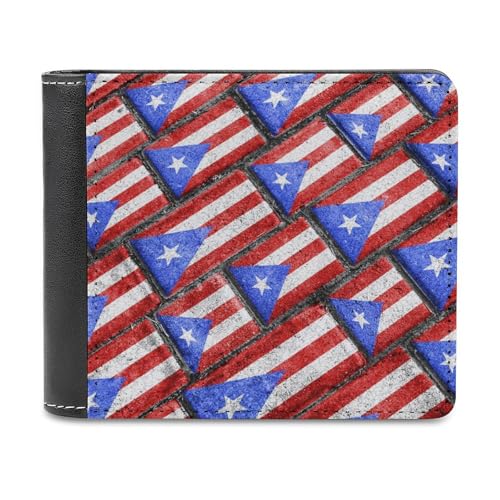 SMAZDFXX Schlanke Herren-Geldbörse mit Grunge-Flagge aus PU-Leder mit 6 Kartenfächern und Geldklammer von SMAZDFXX
