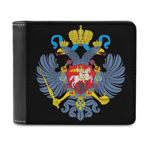 SMAZDFXX Schlanke Herren-Geldbörse mit Wappen Russlands, zweifach faltbar, PU-Leder, mit 6 Kartenfächern, Geldklammer von SMAZDFXX