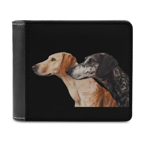 SMAZDFXX Schlanke Herren-Geldbörse mit zweifach gefalteten Geldbörsen aus PU-Leder mit englischem Foxhound-Hund und Geldklammer von SMAZDFXX