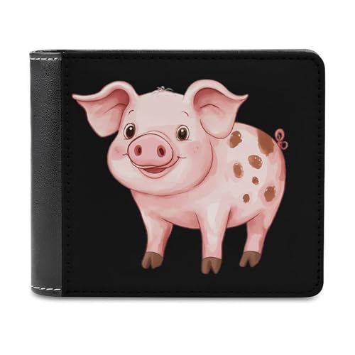 SMAZDFXX Schlanke Herren-Geldbörse mit zweifachem Aufdruck „Süße Schweine, PU-Leder, mit 6 Kartenfächern, Geldklammer von SMAZDFXX