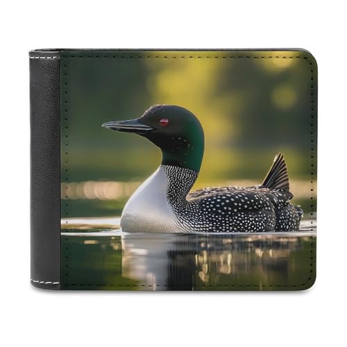 SMAZDFXX Schlanke Herren-Geldbörse mit zweifachem Faltfach, Motiv: Vogelschwimmsee, PU-Leder, mit 6 Kartenfächern, Geldklammer von SMAZDFXX