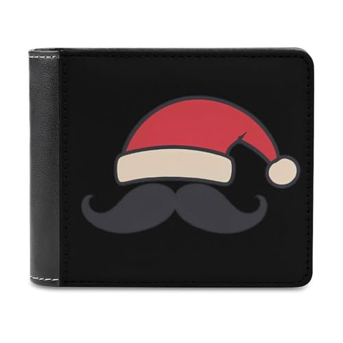 SMAZDFXX Schnurrbart-Weihnachtsmütze, schmale Herren-Geldbörse aus PU-Leder mit 6 Kartenfächern, Geldklammer von SMAZDFXX