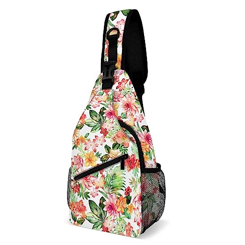 SMAZDFXX Schultertasche mit Blumenmuster, kleiner Umhängetasche, Brusttasche, Reise- und Wanderrucksack, Blumenmuster 03 von SMAZDFXX
