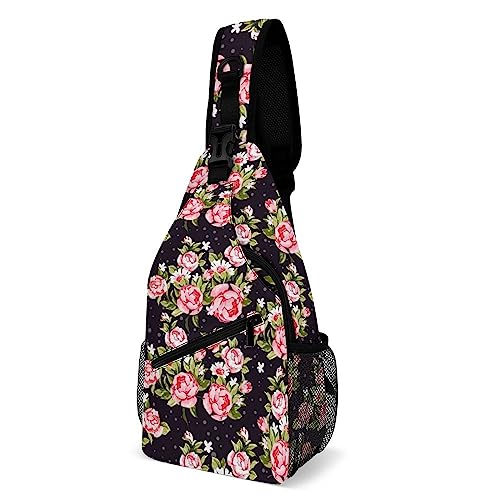 SMAZDFXX Schultertasche mit Blumenmuster, kleiner Umhängetasche, Brusttasche, Reise- und Wanderrucksack, Blumenmuster 06 von SMAZDFXX