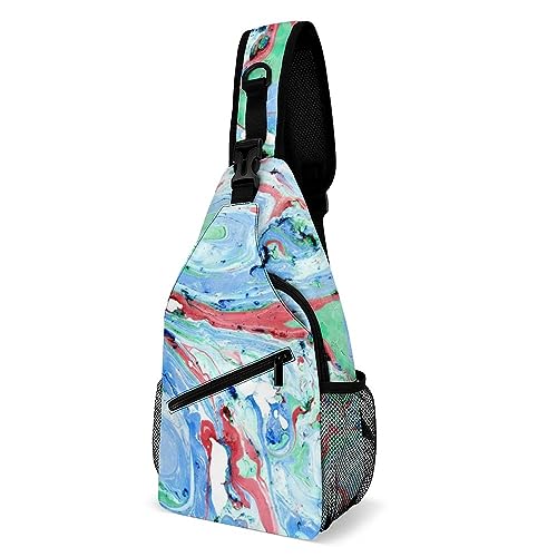 SMAZDFXX Schultertasche mit Marmor-Print, kleine Umhängetasche, Schultertasche, Brust-Tagesrucksack für Reisen und Wandern von SMAZDFXX
