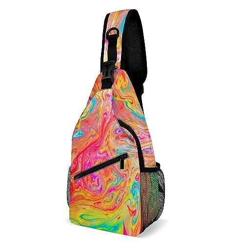 SMAZDFXX Schultertasche mit Marmor-Print, kleine Umhängetasche, Schultertasche, Brust-Tagesrucksack für Reisen und Wandern von SMAZDFXX