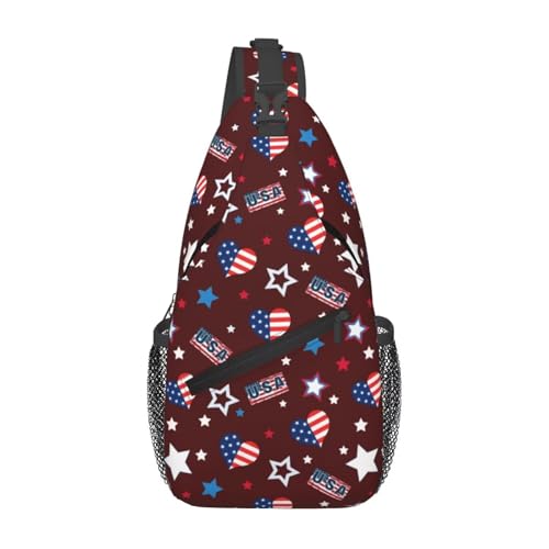 SMAZDFXX Schultertasche mit amerikanischer Flagge, Liebesrucksack, Umhängetasche mit USA-Flagge, Schultertasche, Brusttasche, Reise-, Wander- und Sport-Tagesrucksack SMAZDFXX Schultertasche mit amerikanischer Flagge, Liebesrucksack, Umhängetasche mit USA-Flagge, Schultertasche, Brusttasche, Reise-, Wander- und Sport-Tagesrucksack von SMAZDFXX