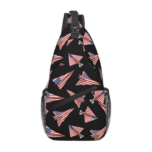 SMAZDFXX Schultertasche mit amerikanischer Flagge, Papierflugzeug-Rucksack, Umhängetasche mit USA-Flagge, Brusttasche, Reise-, Wander- und Sport-Tagesrucksack SMAZDFXX Schultertasche mit amerikanischer Flagge, Papierflugzeug-Rucksack, Umhängetasche mit USA-Flagge, Brusttasche, Reise-, Wander- und Sport-Tagesrucksack von SMAZDFXX