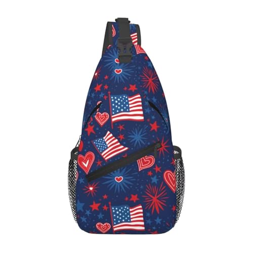 SMAZDFXX Schultertasche mit amerikanischer Flagge, modischer Rucksack, Umhängetasche mit Flagge, USA-Brusttasche, Reise-, Wander- und Sport-Tagesrucksack SMAZDFXX Schultertasche mit amerikanischer Flagge, modischer Rucksack, Umhängetasche mit Flagge, USA-Brusttasche, Reise-, Wander- und Sport-Tagesrucksack von SMAZDFXX