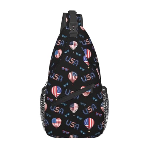 SMAZDFXX Schultertasche mit amerikanischer Flagge, modischer Rucksack, Umhängetasche mit USA-Flagge, Brille, Schultertasche, Brusttasche, Reise-, Wander- und Sport-Tagesrucksack SMAZDFXX Schultertasche mit amerikanischer Flagge, modischer Rucksack, Umhängetasche mit USA-Flagge, Brille, Schultertasche, Brusttasche, Reise-, Wander- und Sport-Tagesrucksack von SMAZDFXX