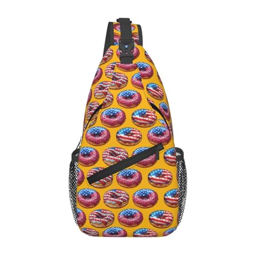 SMAZDFXX Schultertasche mit amerikanischer Flagge, modischer Rucksack, Umhängetasche mit USA-Flagge, Donut-Brusttasche, Reise-, Wander- und Sport-Tagesrucksack SMAZDFXX Schultertasche mit amerikanischer Flagge, modischer Rucksack, Umhängetasche mit USA-Flagge, Donut-Brusttasche, Reise-, Wander- und Sport-Tagesrucksack von SMAZDFXX