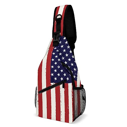 SMAZDFXX Schultertasche mit amerikanischer Flagge für Damen und Herren, Umhängetasche, Brustrucksack SMAZDFXX Schultertasche mit amerikanischer Flagge für Damen und Herren, Umhängetasche, Brustrucksack von SMAZDFXX