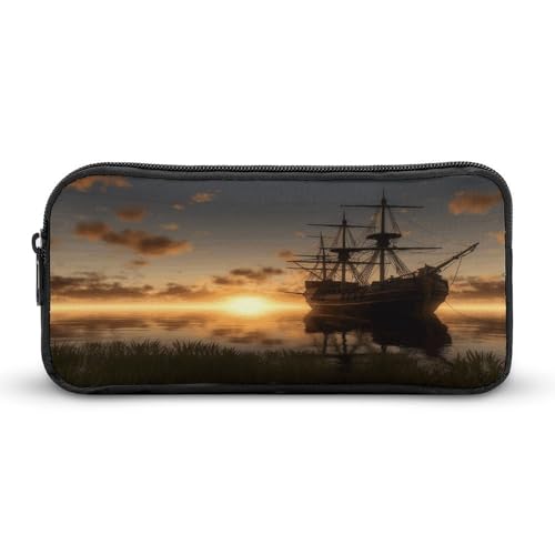 SMAZDFXX Ship in The Lake Sunset Große Aufbewahrungstasche mit hoher Kapazität, Beutelhalter, Box-Organizer, Schreibtisch-Organizer von SMAZDFXX