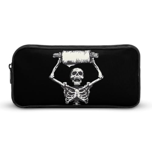 SMAZDFXX Skelett hält Toilettenpapier hoch, tragbares Federmäppchen, kleine Stifttasche, Bleistifttasche, Make-up-Tasche, Box-Organizer von SMAZDFXX