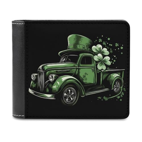 SMAZDFXX St. Patrick Day Truck Schlanke Herren-Geldbörse aus PU-Leder mit 6 Kartenfächern und Geldklammer von SMAZDFXX