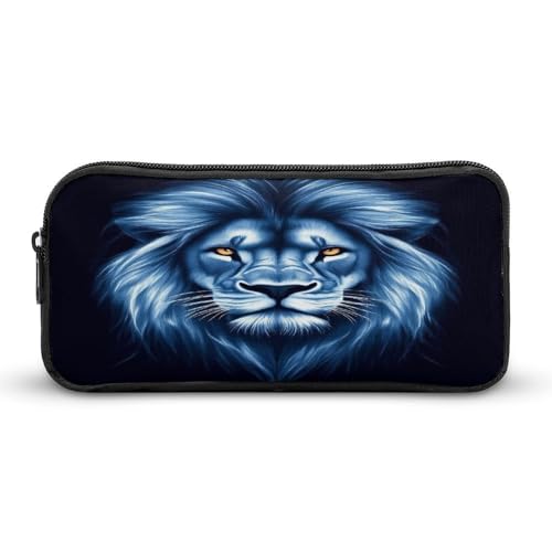 SMAZDFXX Stifttasche für Büro-Schreibwaren-Organizer, Bleistifttasche mit robustem Reißverschluss, leichtes Federmäppchen mit Löwenkopf von SMAZDFXX