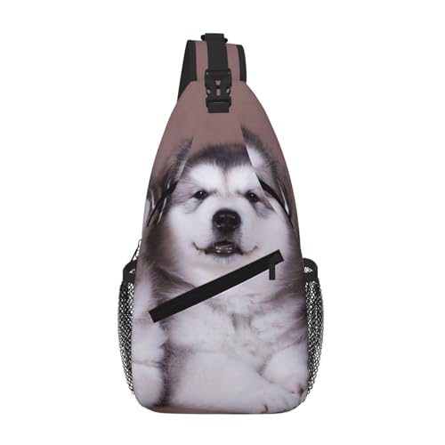 SMAZDFXX Süße Alaskan Malamute-Umhängetasche für Herren, leichte Handy-Geldbörse, Schlüsseletui, Brusttasche für Reisen und Fitness SMAZDFXX Süße Alaskan Malamute-Umhängetasche für Herren, leichte Handy-Geldbörse, Schlüsseletui, Brusttasche für Reisen und Fitness von SMAZDFXX