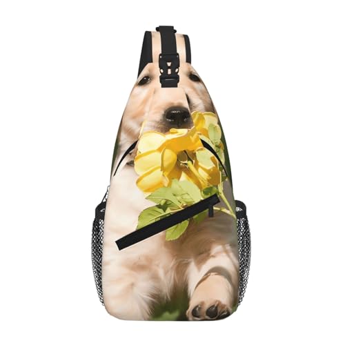 SMAZDFXX Süße Golden Retriever-Umhängetasche für Herren, leichte Handy-Geldbörse, Schlüsseletui, Brusttasche für Reisen und Fitness SMAZDFXX Süße Golden Retriever-Umhängetasche für Herren, leichte Handy-Geldbörse, Schlüsseletui, Brusttasche für Reisen und Fitness von SMAZDFXX
